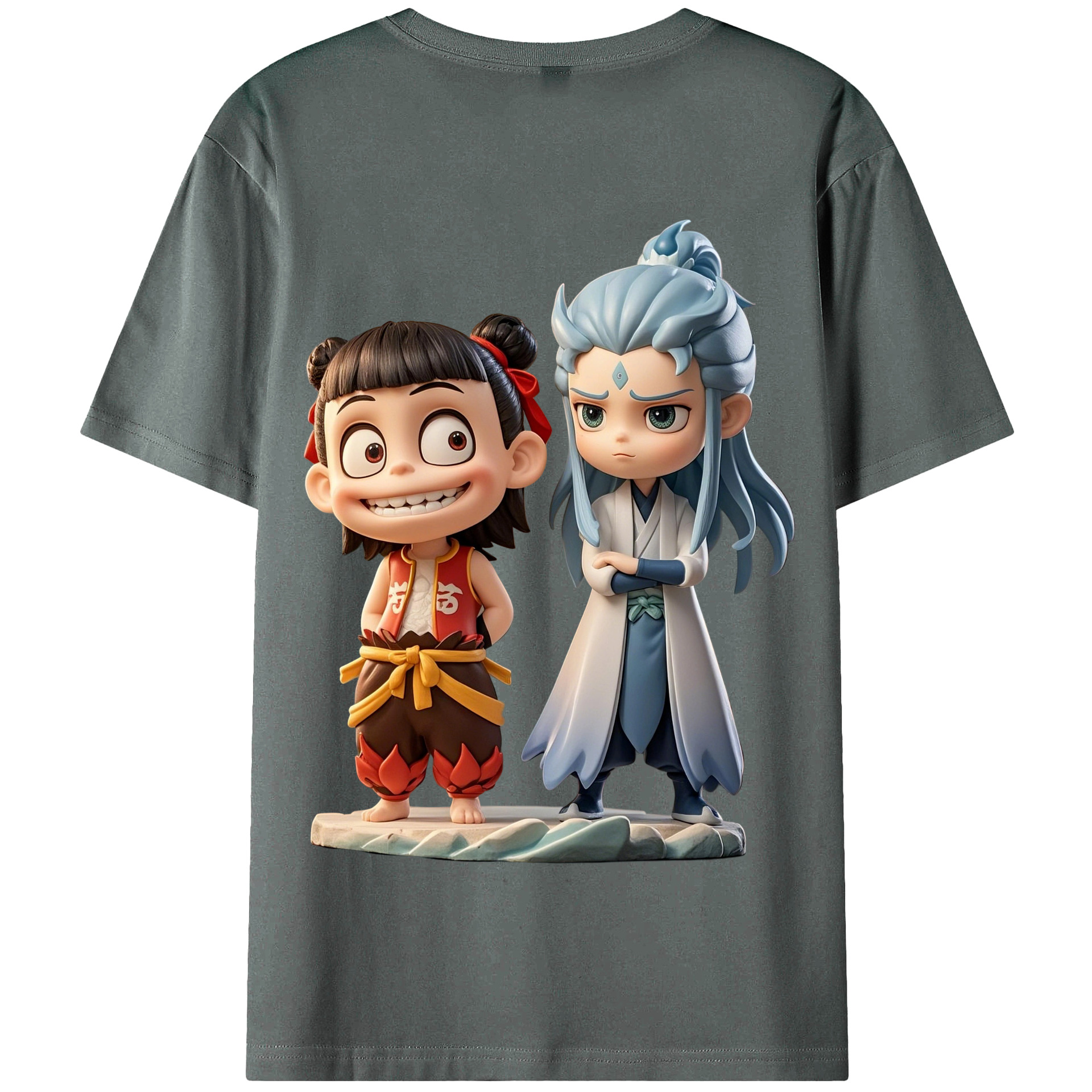 （画像用） Ne Zha 2 ナタ 魔童の大暴れ 綿100％半袖Tシャツ（背面プリント）